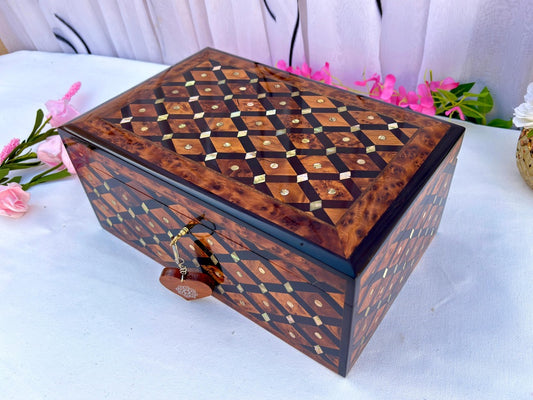 Handmade Wooden Jewelry Box: Unique Thuya Wood Treasure