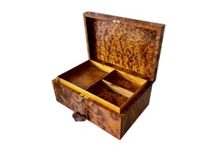 Engraved Moroccan Thuya Jewelry Box with Key 12"x8"