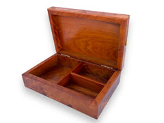 Moroccan Burl Wood Jewelry Box 8x5"