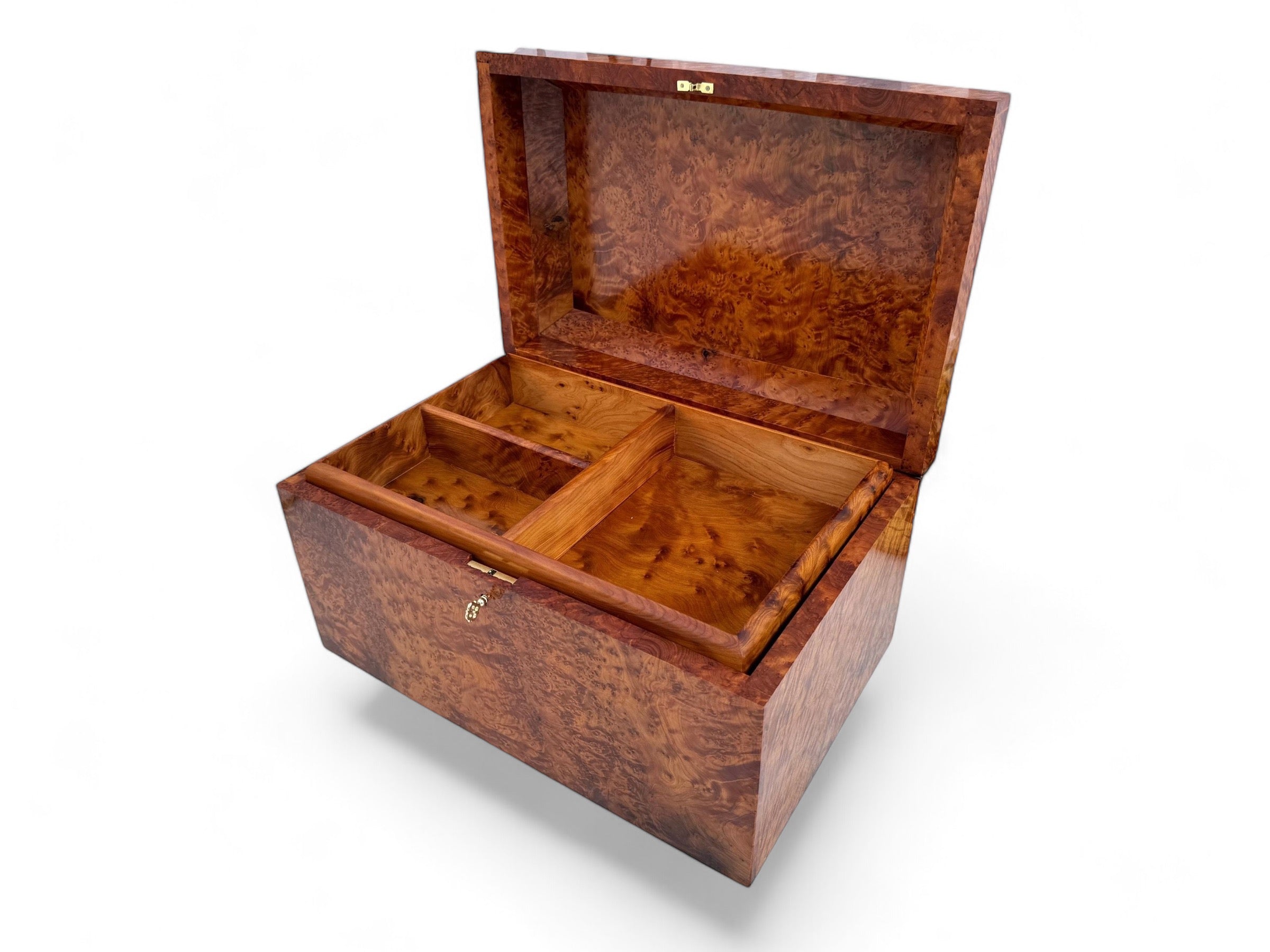 Large Thuya Burl Jewelry Storage Box 15"x10"