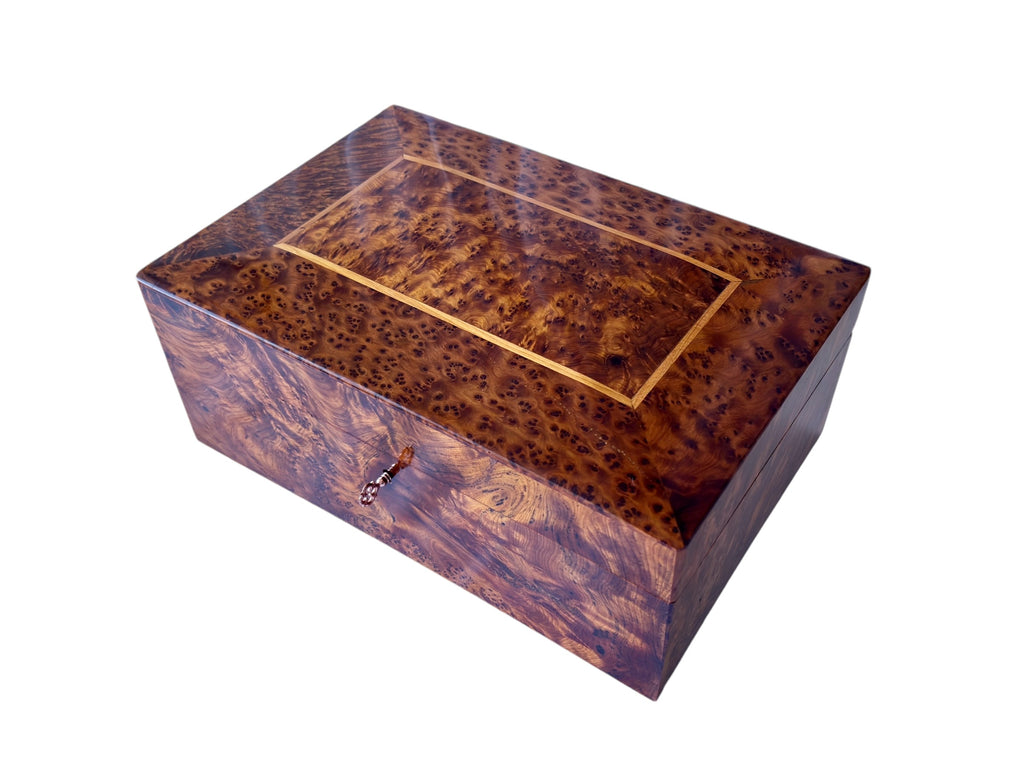 Handmade wood octagon keepsake box buy with burl lid made in the China.Pre-owned/Us