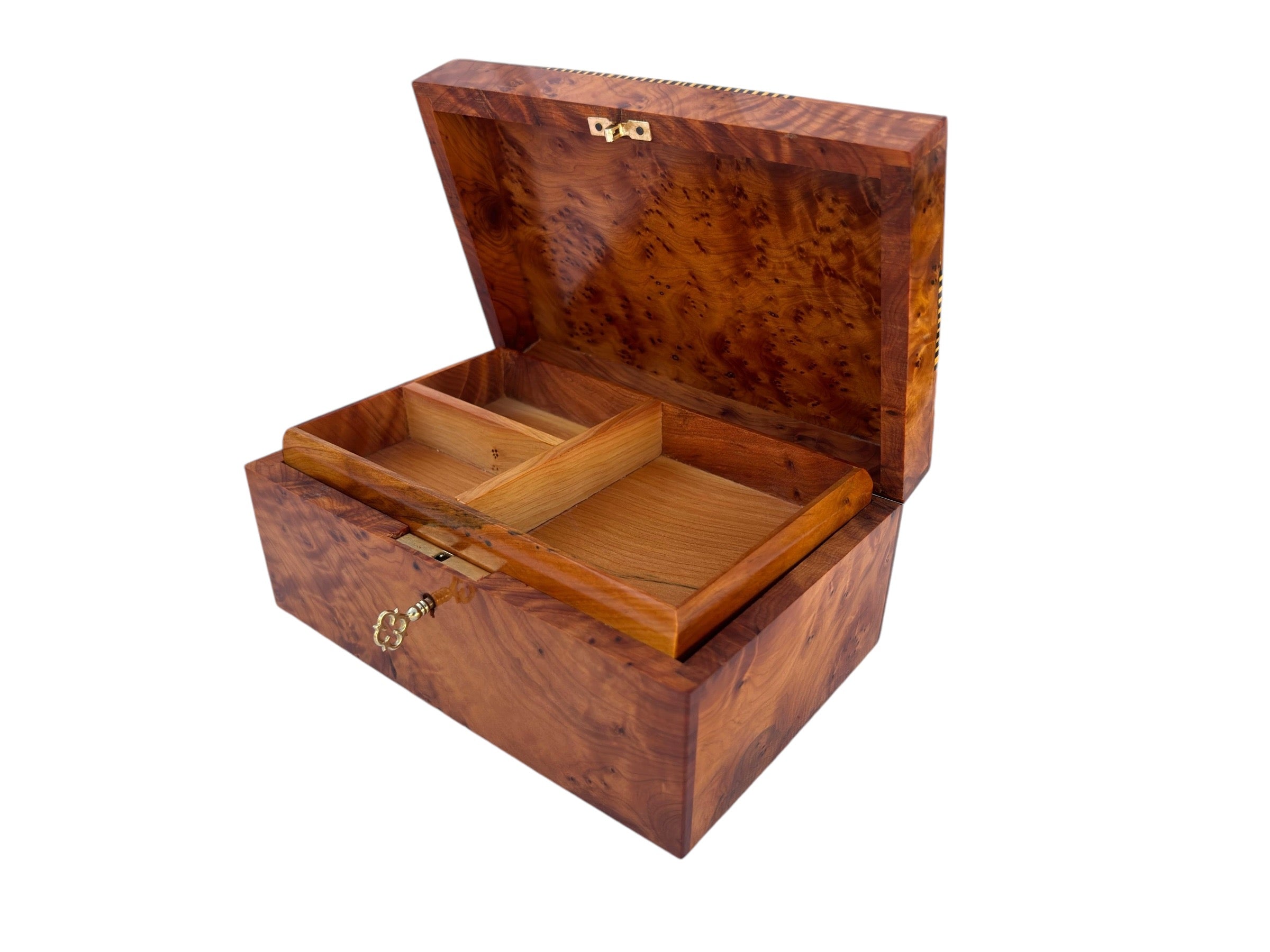 Wooden Jewelry Box with Key 8"x5"