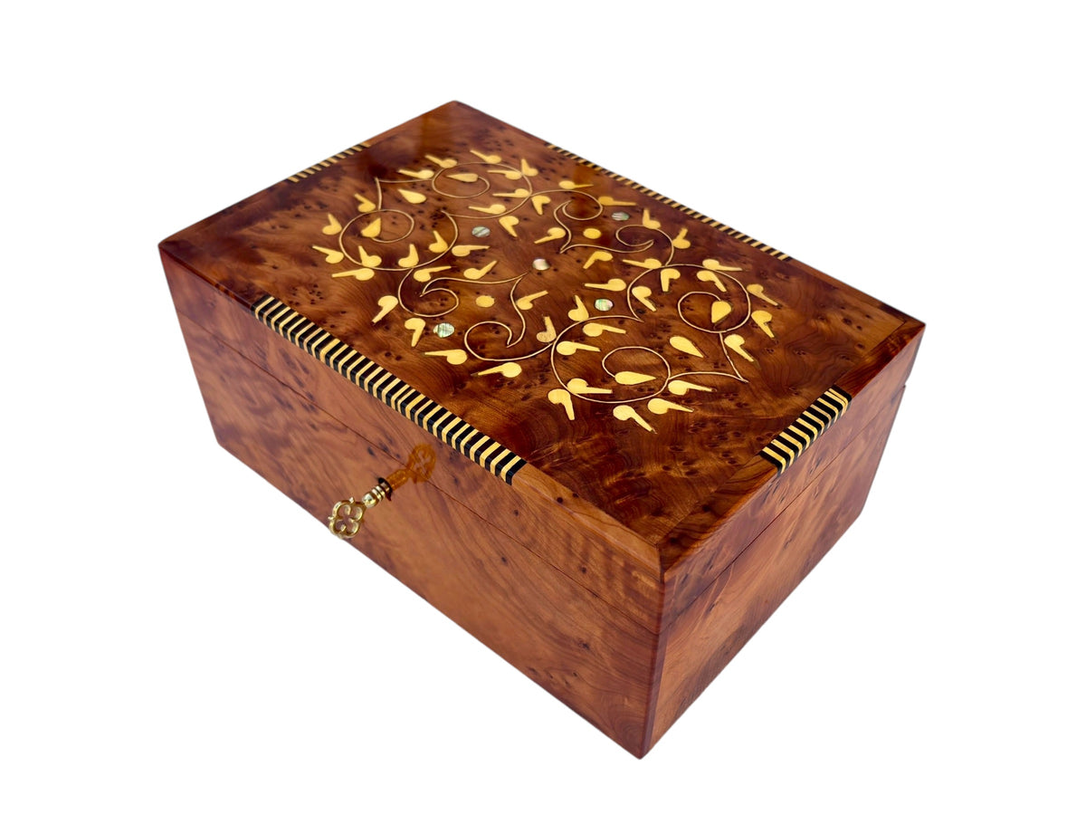 Wooden Jewelry Box with Key 8"x5"