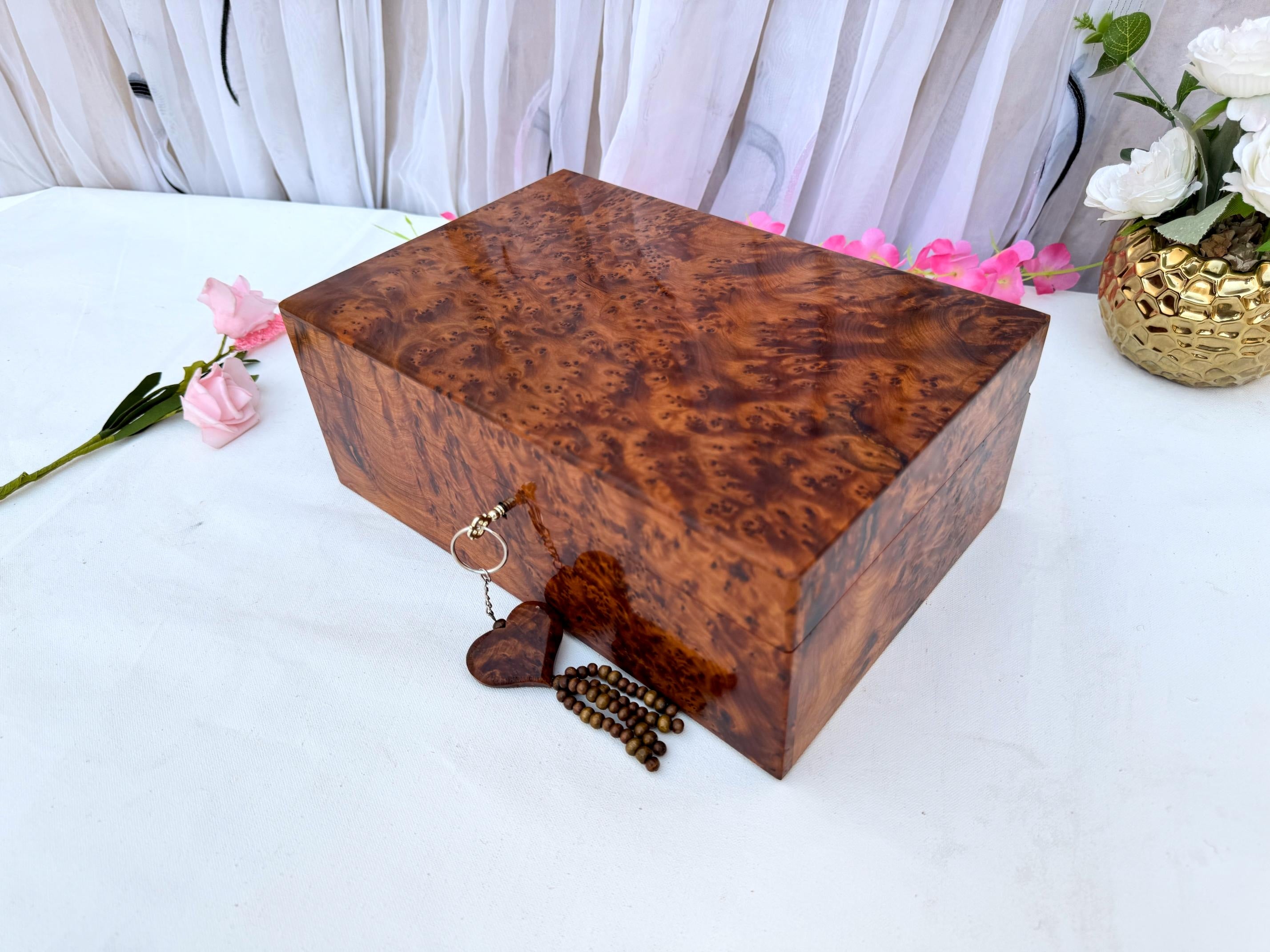 Large Thuya Burl Jewelry Box 12"x8"