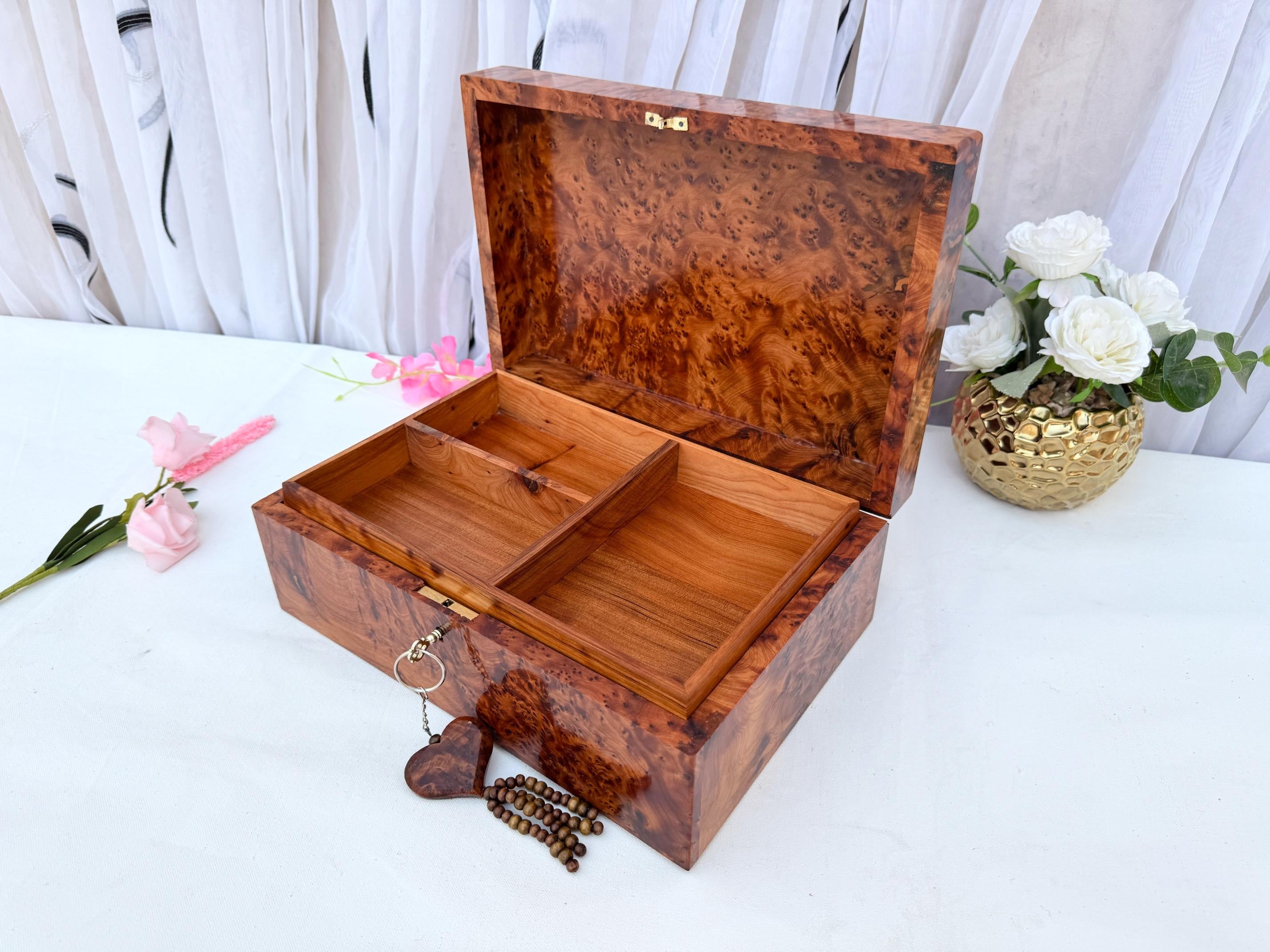 Large Thuya Burl Jewelry Box 12"x8"