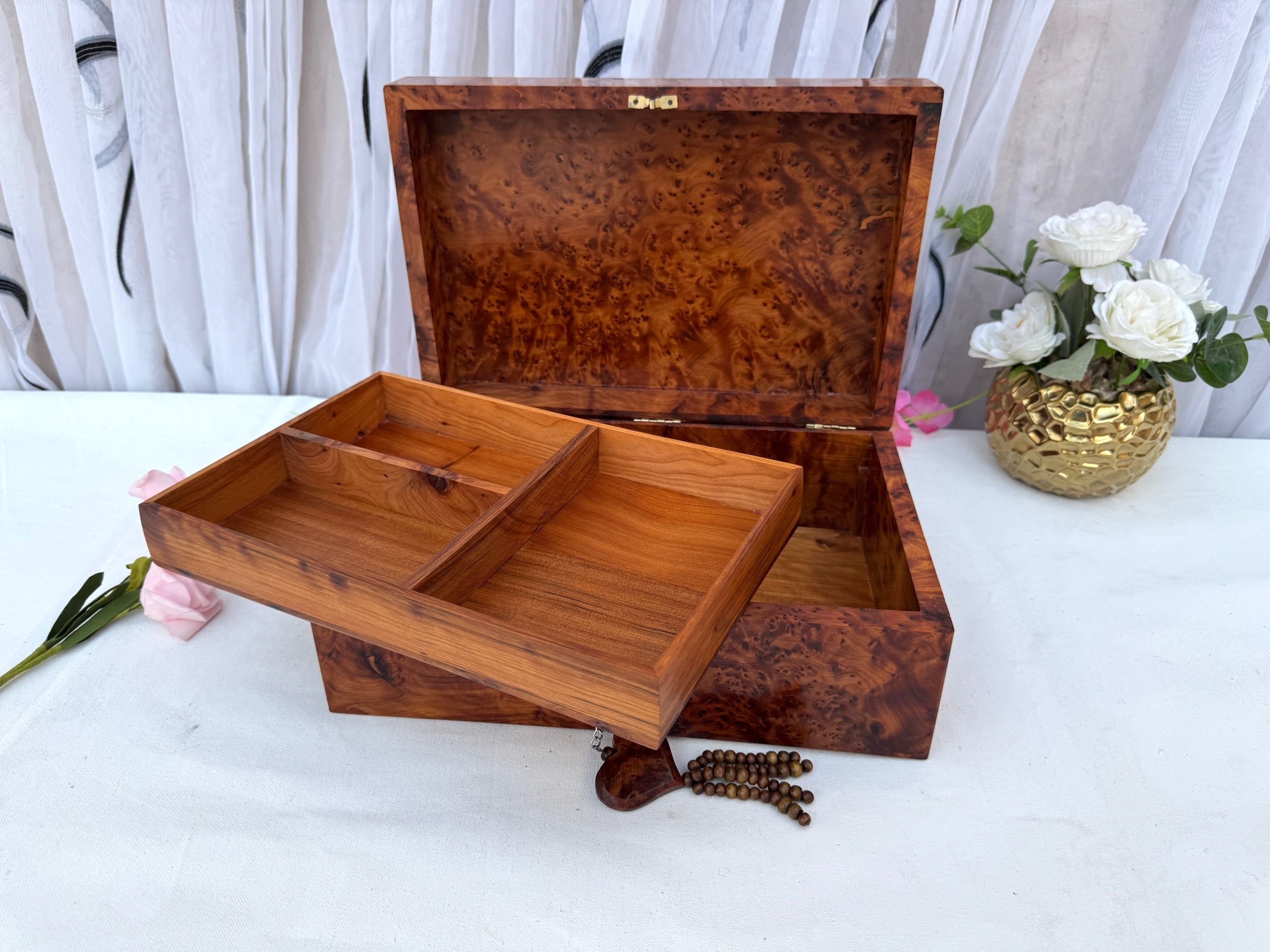 Large Thuya Burl Jewelry Box 12"x8"