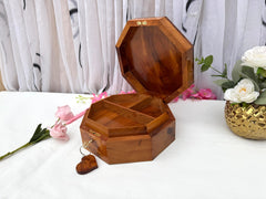 Large Thuya Wood Jewelry Box 8"x8" – Handmade Octagonal Box with Pearl Inlay