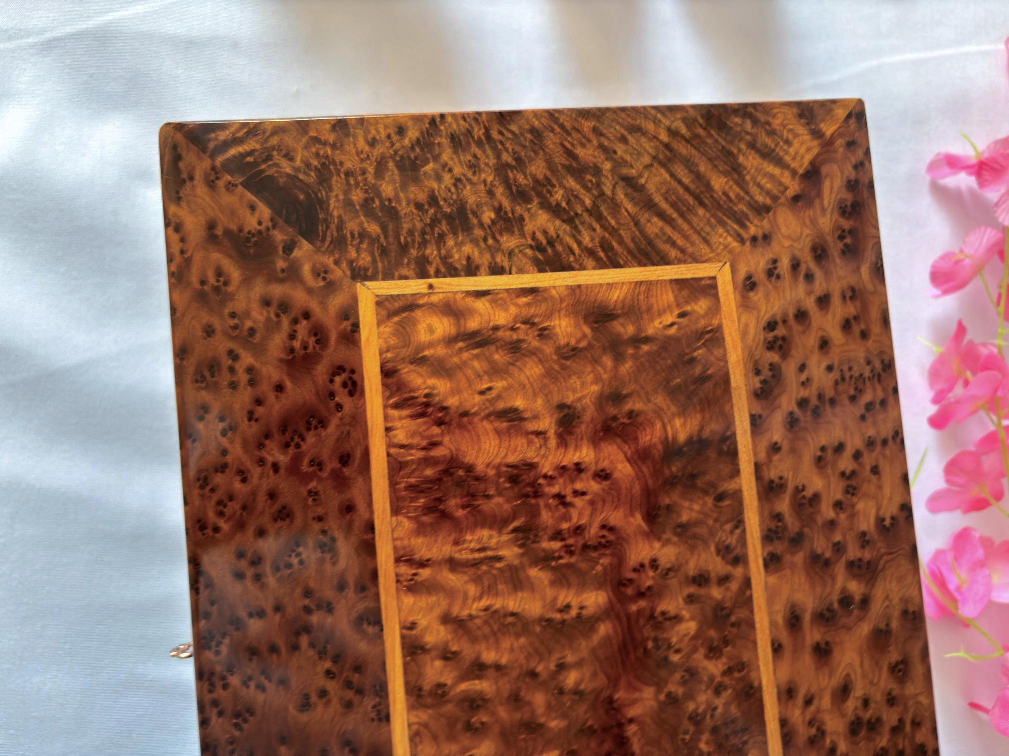 Large Handmade Thuya Burl Wood Jewelry Box 12"x8"