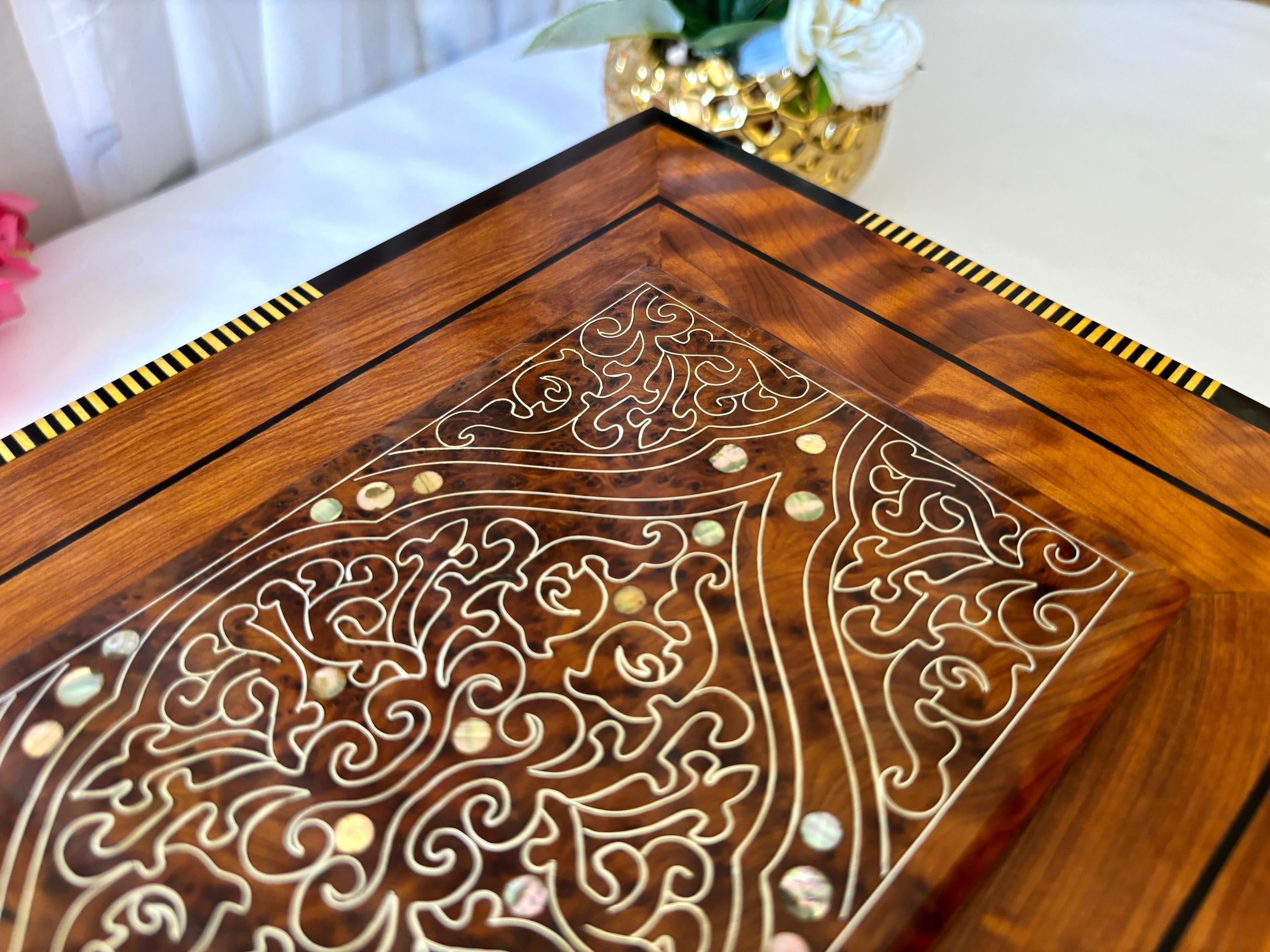 Luxury Burl Wood Jewelry Box with Mirror