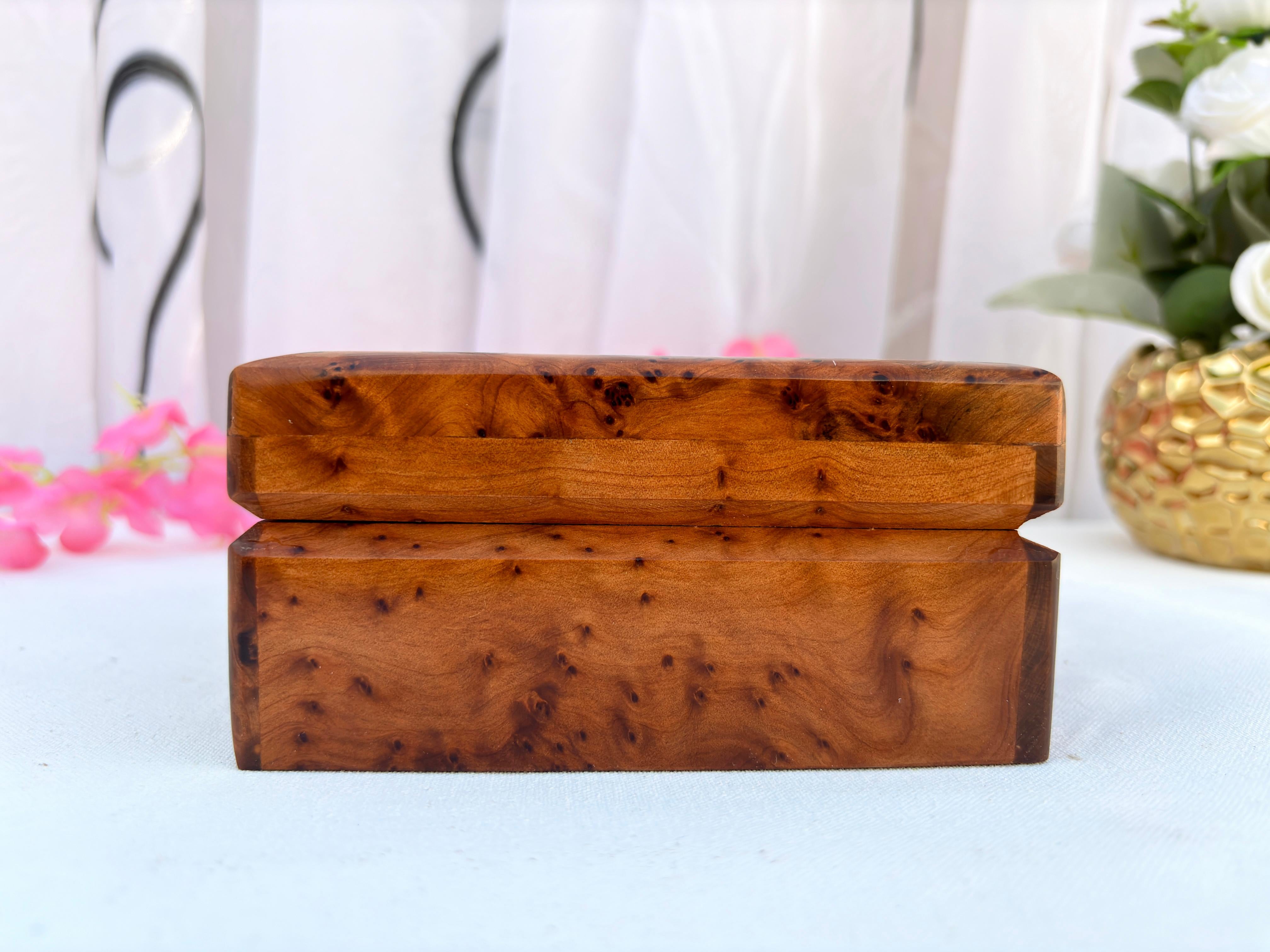 Small Thuya Burl Jewelry Box 8x5in