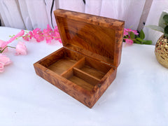 Box Small Burl Jewelry Organizer Box 8x5"