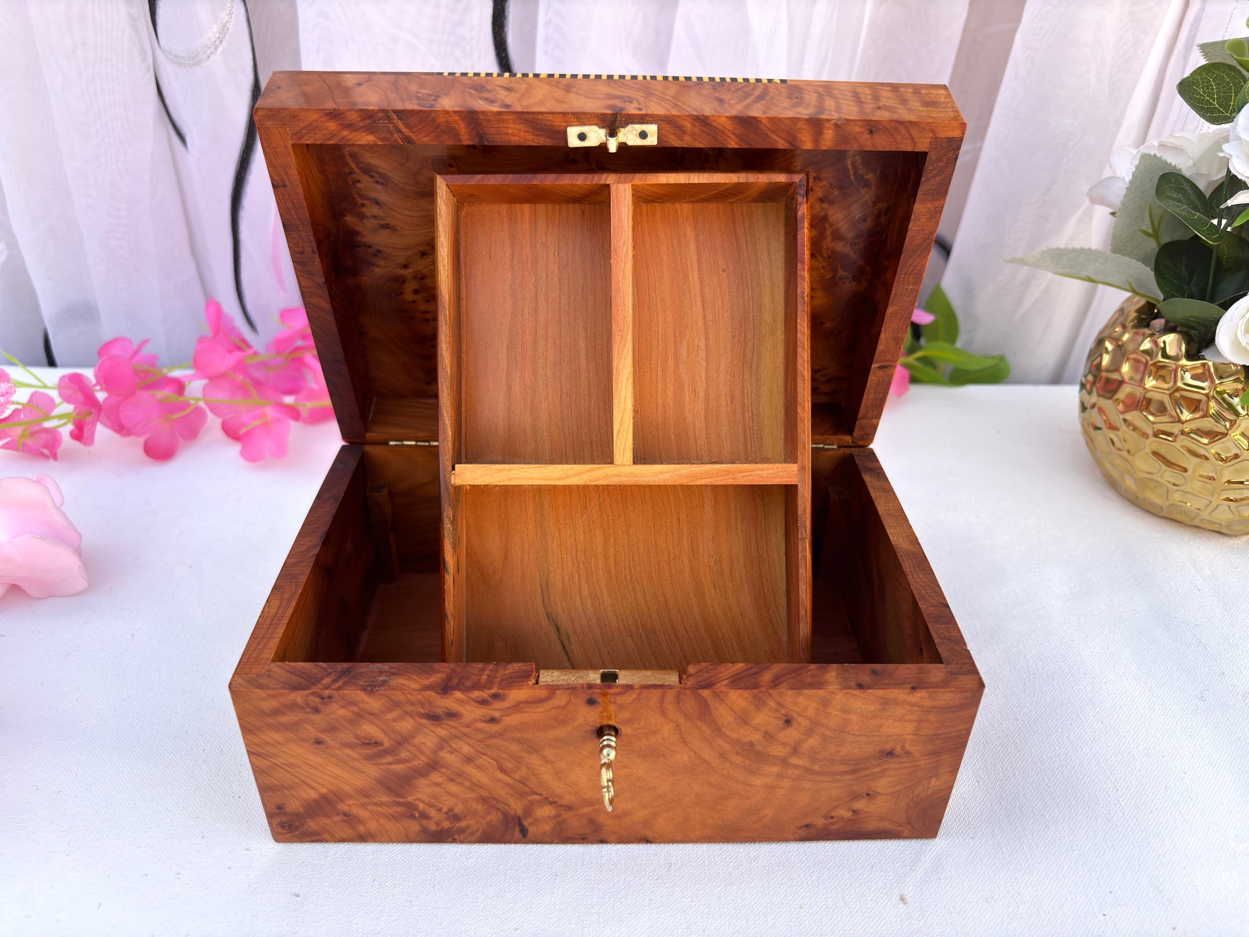 Wooden Jewelry Box with Key 8"x5"