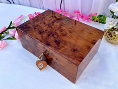 Large Handmade Thuya Burl Jewelry Box 12"x8"- Organizer, Memory, Storage & Gift for Women