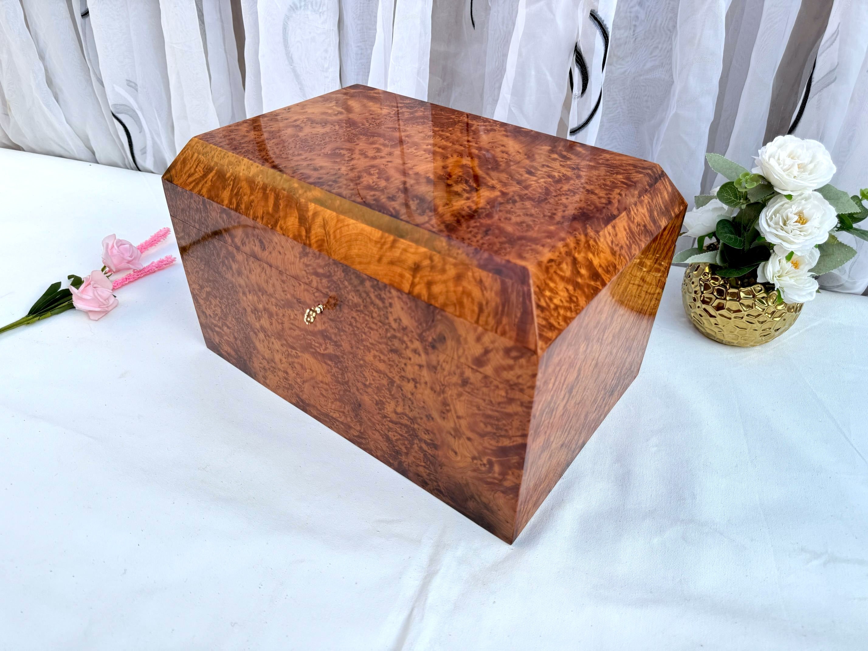 Large Thuya Burl Jewelry Storage Box 15"x10"