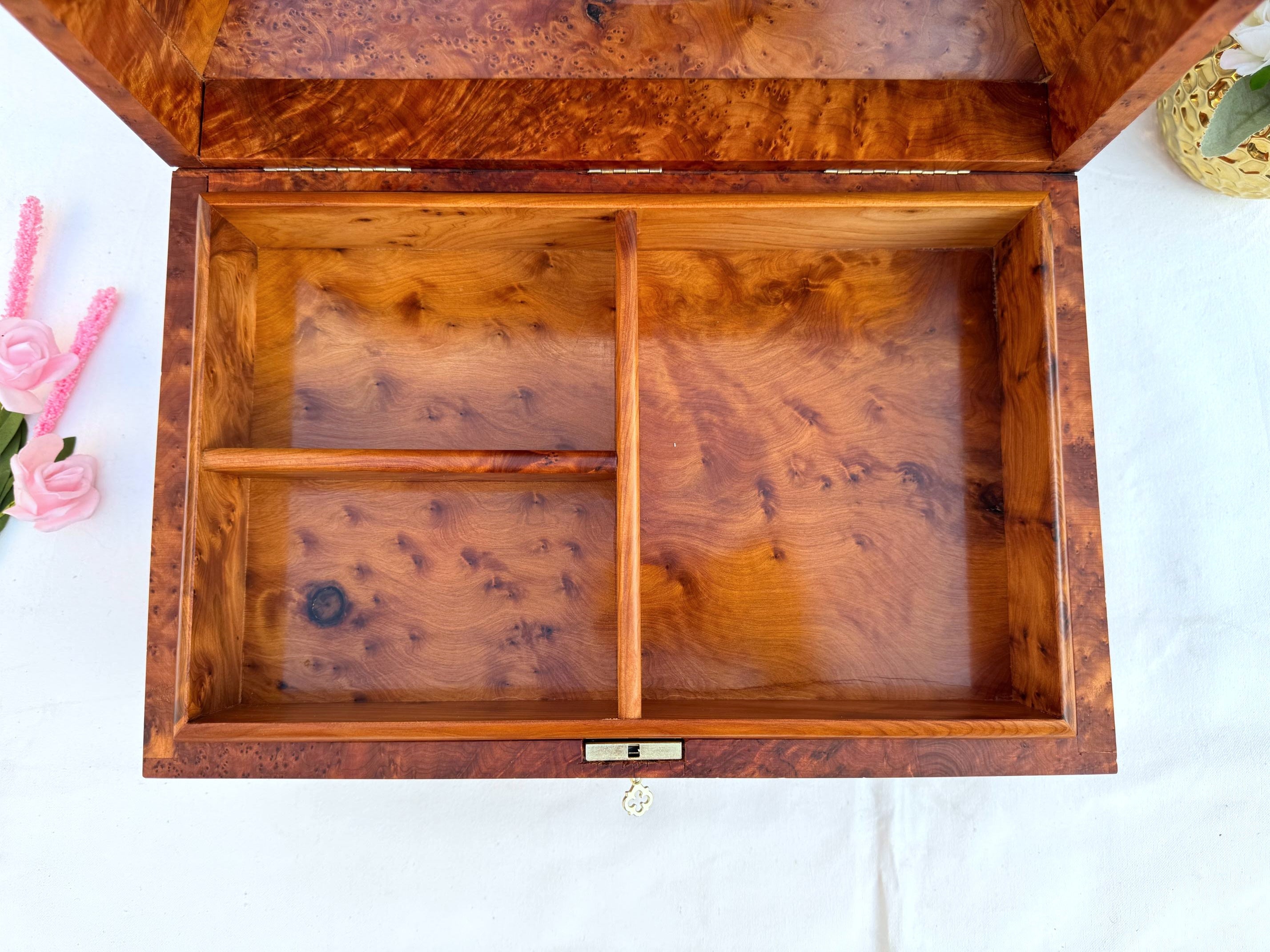 Large Thuya Burl Jewelry Storage Box 15"x10"