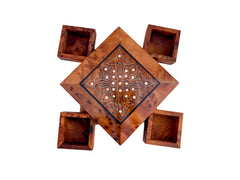 Thuya Wood Puzzle Box - 4-Compartment Jewelry Organizer