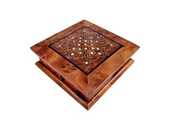 Thuya Wood Puzzle Box - 4-Compartment Jewelry Organizer