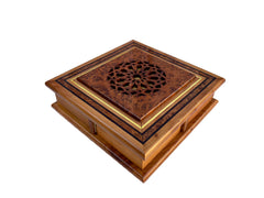 Moroccan Thuya Wood Puzzle Jewelry Box 9"x9"