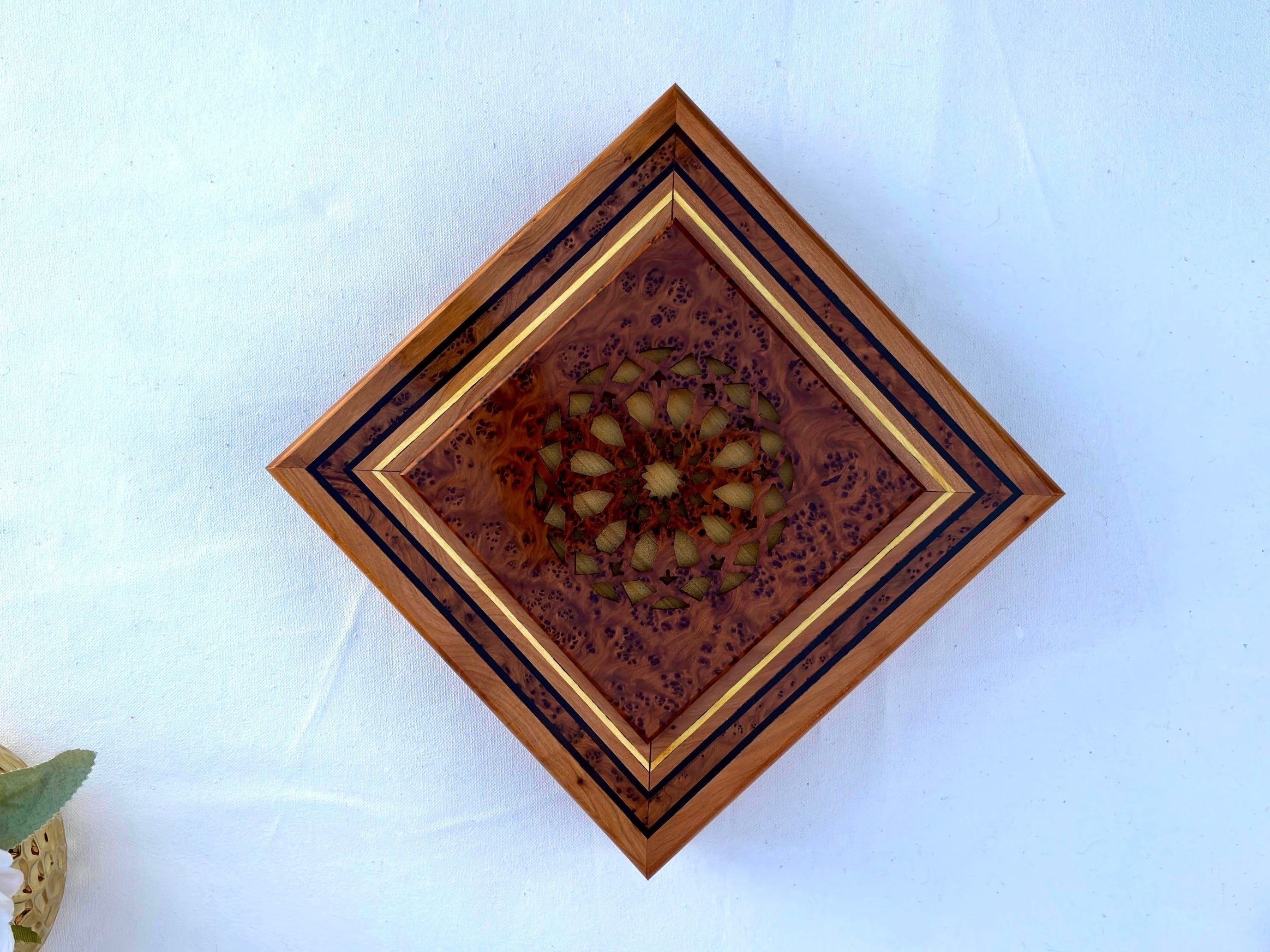 Moroccan Thuya Wood Puzzle Jewelry Box 9"x9"