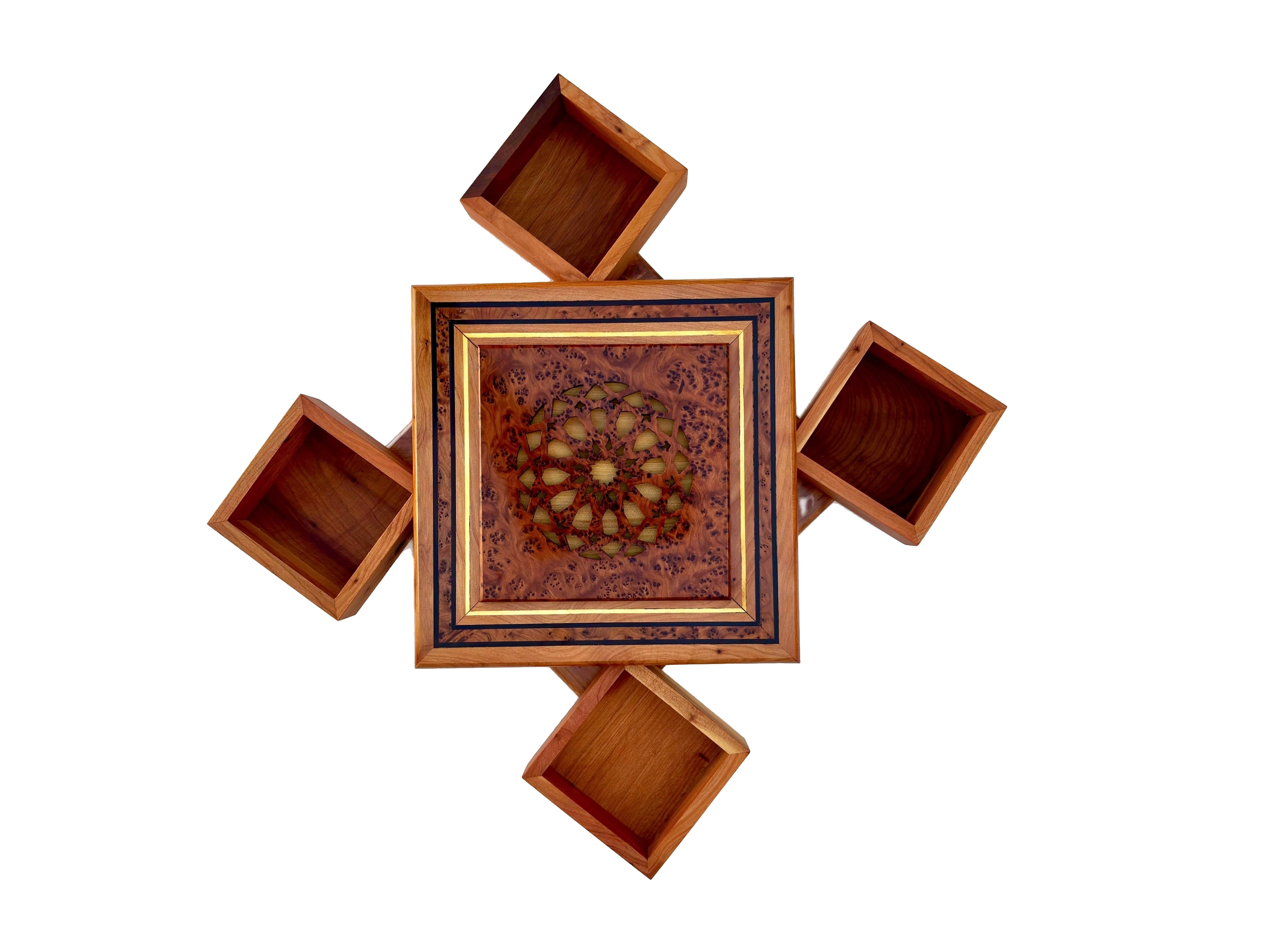 Moroccan Thuya Wood Puzzle Jewelry Box 9"x9"