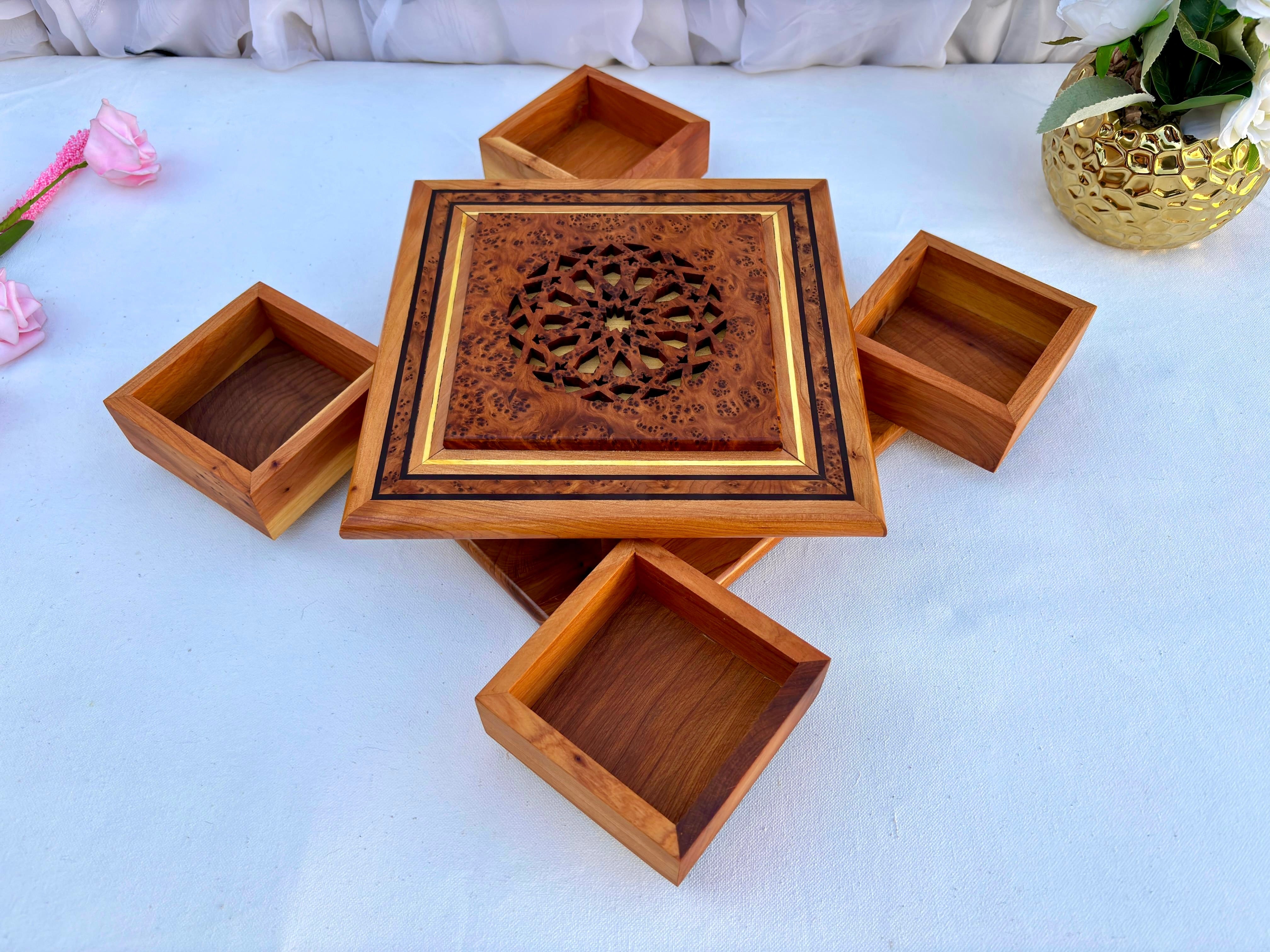 Moroccan Thuya Wood Puzzle Jewelry Box 9"x9"