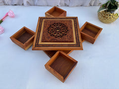 Moroccan Thuya Wood Puzzle Jewelry Box 9"x9"