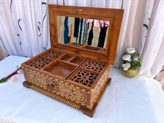 Large Thuya Burl Jewelry Box with Mirror 22"x14"