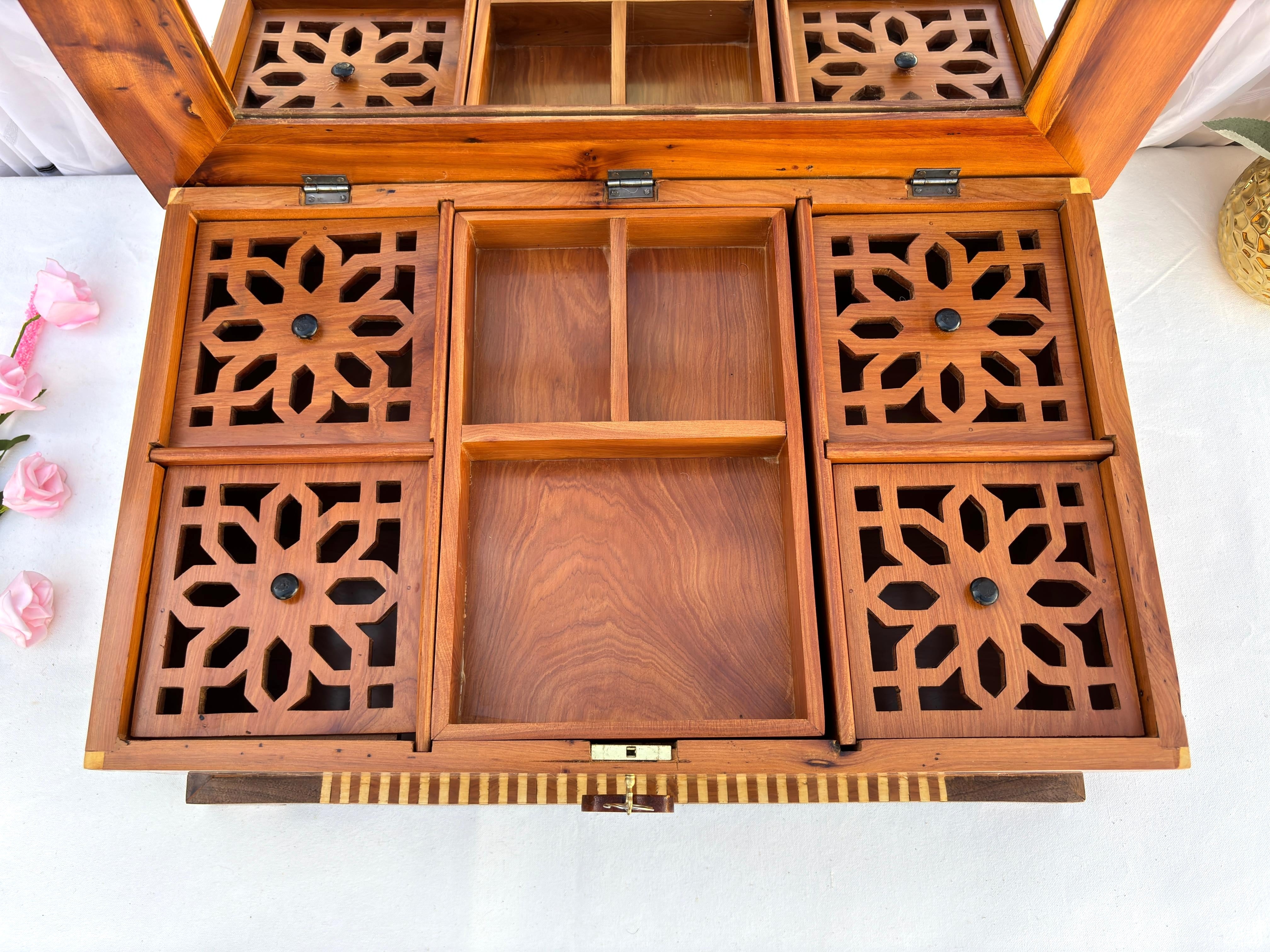 Large Thuya Burl Jewelry Box with Mirror 22"x14"