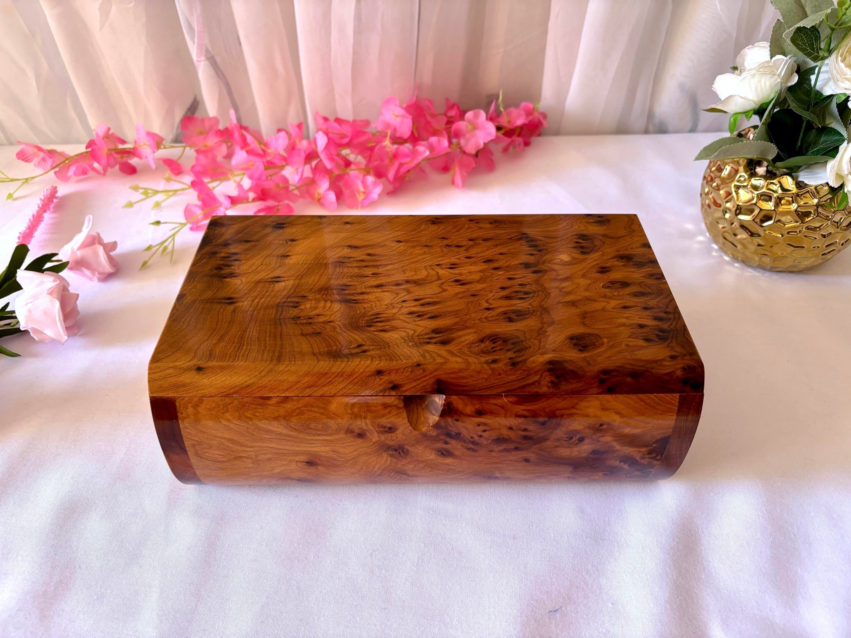 Large Thuya Burl Jewelry Box 10x6in